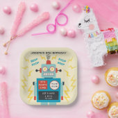 子供の誕生日アンティークロボット ペーパープレート (パーティー)
