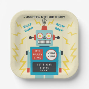 子供の誕生日アンティークロボット ペーパープレート