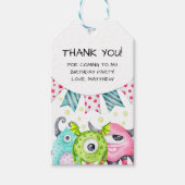 子供の誕生日ウォーターカラーモンスターズありがとう ギフトタグ (正面)