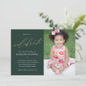 子供の誕生日エレガントセージグリーンフォト 招待状 (スタンド正面)