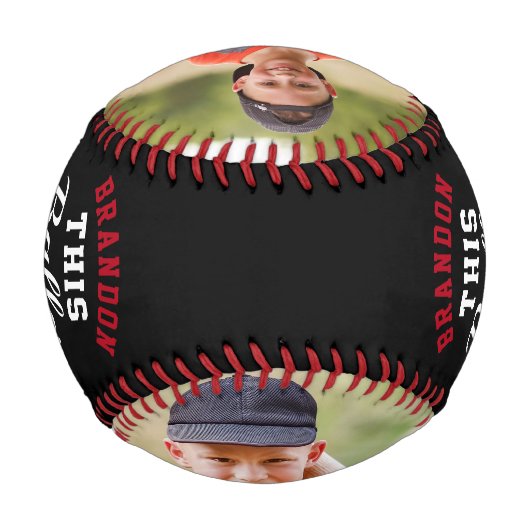 子供の誕生日カスタム年齢おもしろいスポーツ写真ギフト 野球ボール (裏面)