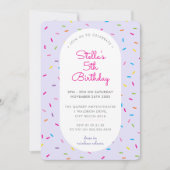 子供の誕生日カラフルを紫縁ど色に振るる 招待状 (正面)