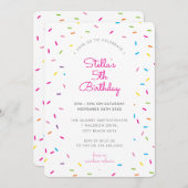 子供の誕生日カラフル光振り縁ど散ら 招待状 (正面/裏面)