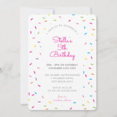 子供の誕生日カラフル光振り縁ど散ら 招待状 (正面)