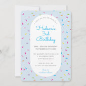 子供の誕生日カラフル少年が青を振縁どるる 招待状 (正面)