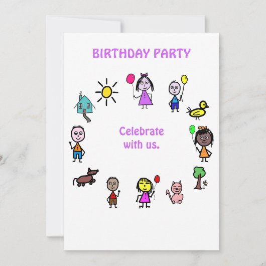 子供の誕生日カードの招待状 招待状 (正面)