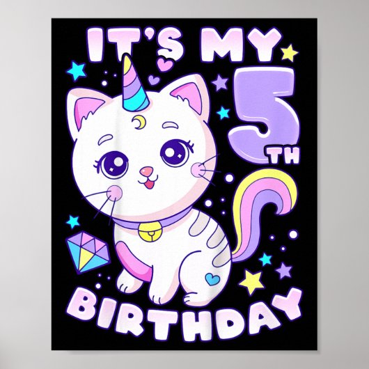 子供の誕生日ガール5歳 ポスター (正面)