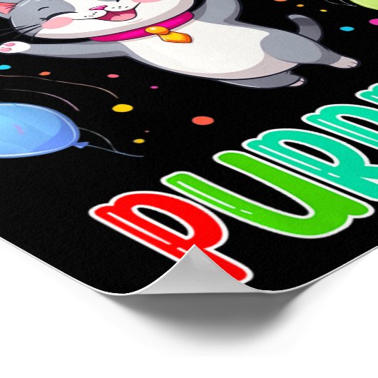 子供の誕生日キャットシャツ5ガールズボーイズ5誕生日 ポスター (角)