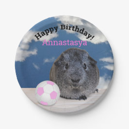 子供の誕生日ギニアピグピンクサッカーボールカスタム ペーパープレート