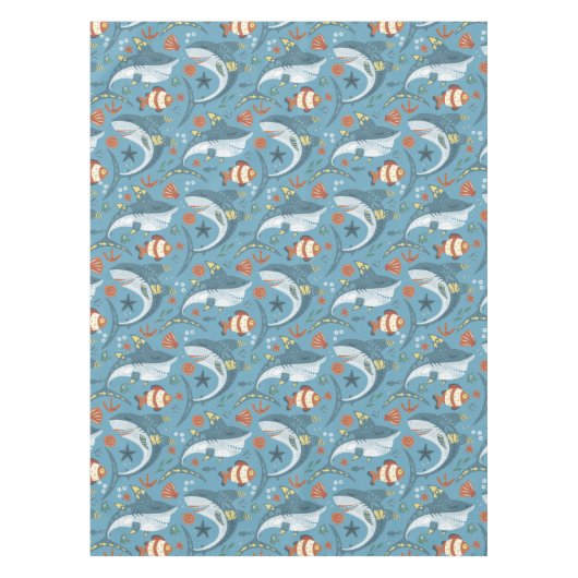 子供の誕生日ギフトネモフィッシュシャークシェルシー テーブルクロス (正面)