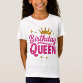子供の誕生日クイーンTシャツ – ピンクグリッター文字 Tシャツ (正面)