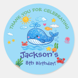 子供の誕生日クジラテーマサマータンクユー ラウンドシール