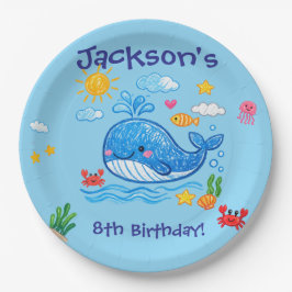 子供の誕生日クジラテーマサマーパーティー ペーパープレート