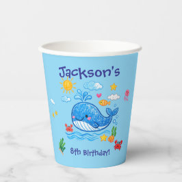 子供の誕生日クジラテーマサマーパーティー 紙コップ