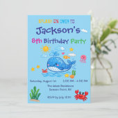 子供の誕生日クジラテーマサマー招待状カード 招待状 (スタンド正面)