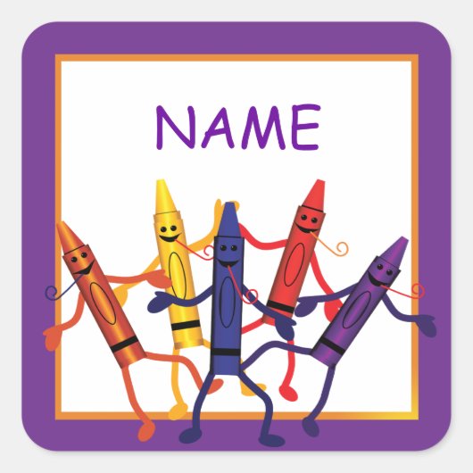 子供の誕生日クレヨンパーティー名シール スクエアシール (正面)