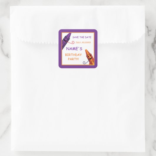 子供の誕生日クレヨンパーティー日付シールを保存 スクエアシール (バッグ)