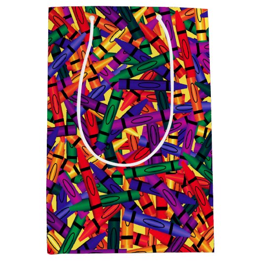 子供の誕生日クレヨン中間抱き枕 ミディアムペーパーバッグ (正面)