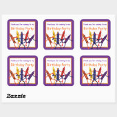 子供の誕生日クレヨン党は大きなステッカーを好む スクエアシール (シート)