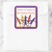 子供の誕生日クレヨン党は大きなステッカーを好む スクエアシール (バッグ)