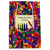 子供の誕生日クレヨン名前をカスタムする中抱き枕 ミディアムペーパーバッグ (正面)