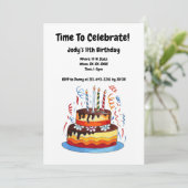 子供の誕生日ケーキスケッチ パーソナライズされた 招待状 (スタンド正面)