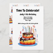 子供の誕生日ケーキスケッチ パーソナライズされた 招待状 (正面/裏面)