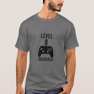 子供の誕生日ゲーマーレベル8ロック解除ビデオゲームCo Tシャツ