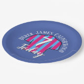 子供の誕生日サッカーシャツのデザインをパーソナライズ ペーパープレート (アングル)