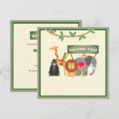 子供の誕生日サファリ フラット ありがとうカード サンキューカード (正面/裏面)