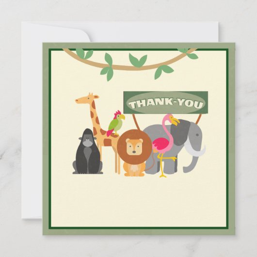 子供の誕生日サファリ フラット お礼カード サンキューカード (正面)