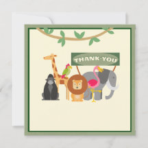 子供の誕生日サファリ フラット お礼カード