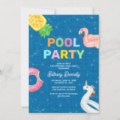 子供の誕生日サマープールパーティー 招待状 (正面)