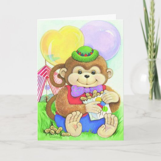 子供の誕生日サーカスのサルカスタムカード カード (正面)