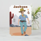 子供の誕生日シェリフアッド顔 招待状 (スタンド正面)