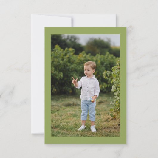 子供の誕生日ジャングルサファリ動物の少年写真 サンキューカード (裏面)