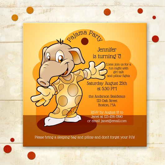 子供の誕生日スランバー又はパジャマパーティの招待状 招待状