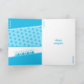 子供の誕生日ターコイズブルー任意の年齢名 カード (内部)