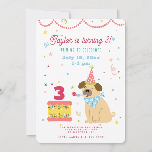 子供の誕生日チェリー 招待状 (正面)