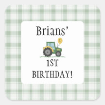 子供の誕生日トラクターを始動 スクエアステッカー