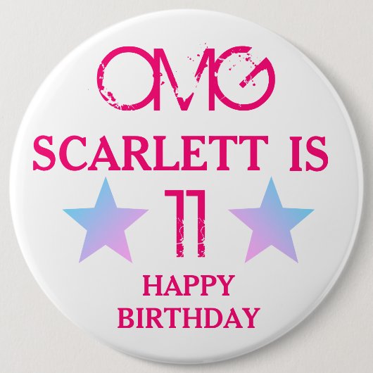 子供の誕生日バッジ – 名前エージスタズピンク 缶バッジ (正面)