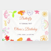 子供の誕生日バナー 紫と黄色 横断幕 (横)