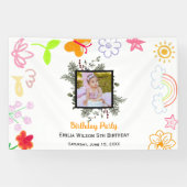 子供の誕生日バナー 黄色と紫 横断幕 (横)