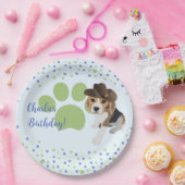 子供の誕生日パピードッグハットグリーンポープリントパーティー ペーパープレート (パーティー)