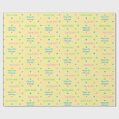 子供の誕生日パーソナライズされたピンクブルーグリーンイエロー ラッピングペーパー (フラット)