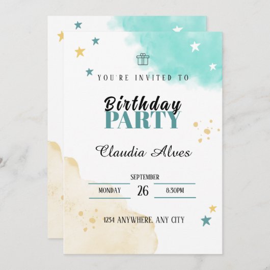 子供の誕生日パーティの招待状カード 招待状 (正面/裏面)