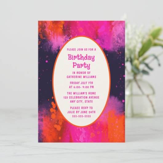 子供の誕生日パーティの招待状任意サイケデリック年齢 招待状 (スタンド正面)