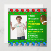 子供の誕生日パーティの招待状追加フォトフットボール 招待状 (正面/裏面)