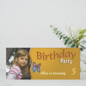 子供の誕生日パーティの招待状|かわいい蝶 招待状 (スタンド正面)