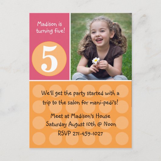 子供の誕生日パーティの招待状 インビテーションポストカード (正面)